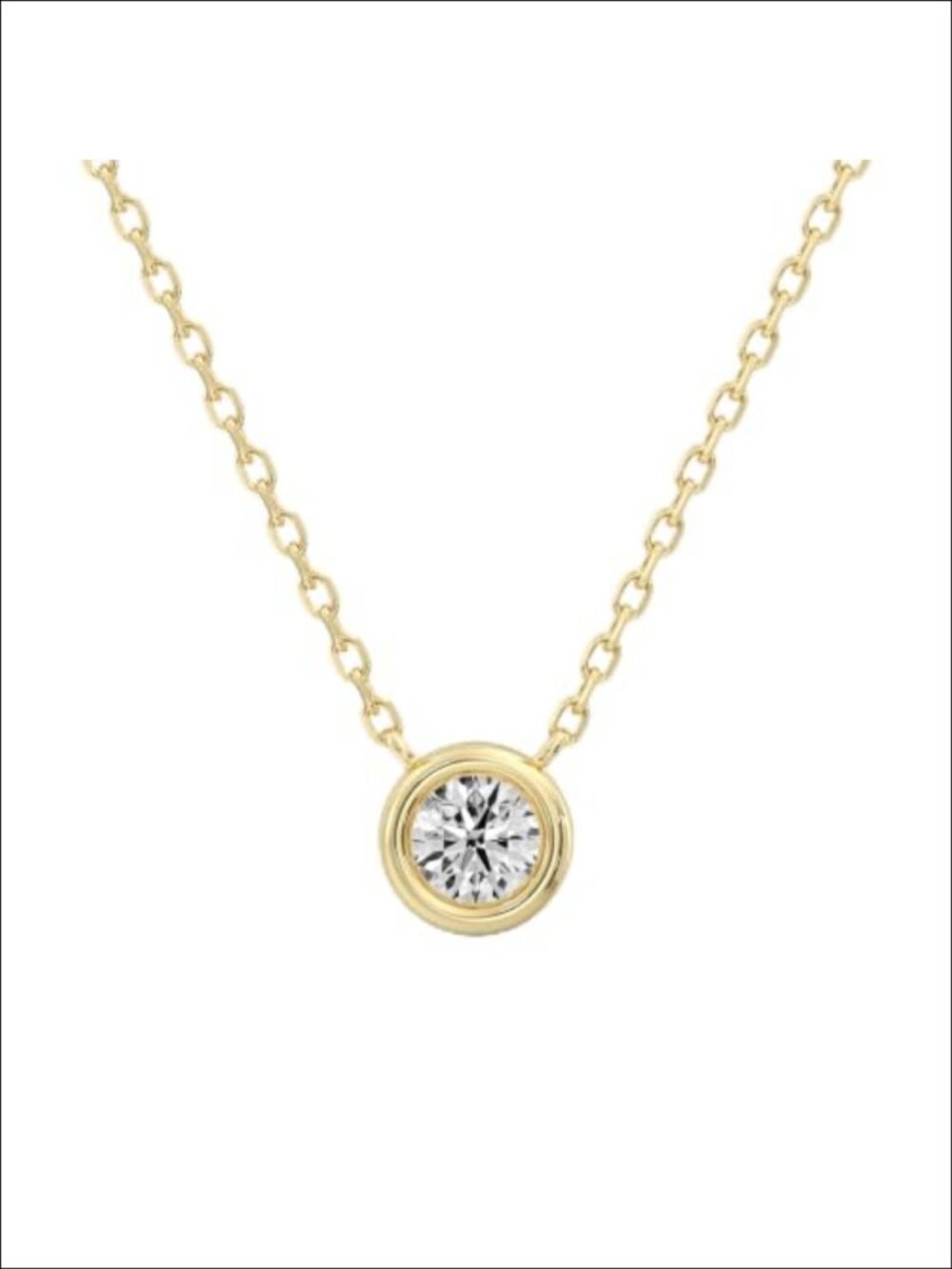 14KT Gold Plated Sterling Silver 1/2 Cttw Lab Grown Diamond Bezel Pendant